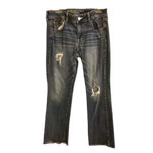 American Eagle Kick Boot Distressed Mom Jeans Sz 12 Genes Sweeney